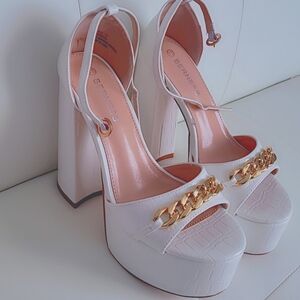 White Berness block heels.